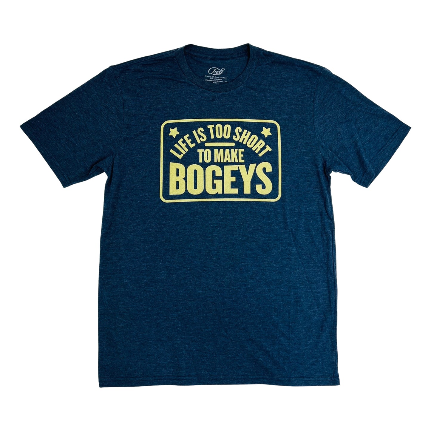TOO SHORT TEE-NAVY HEATHER-CREAM