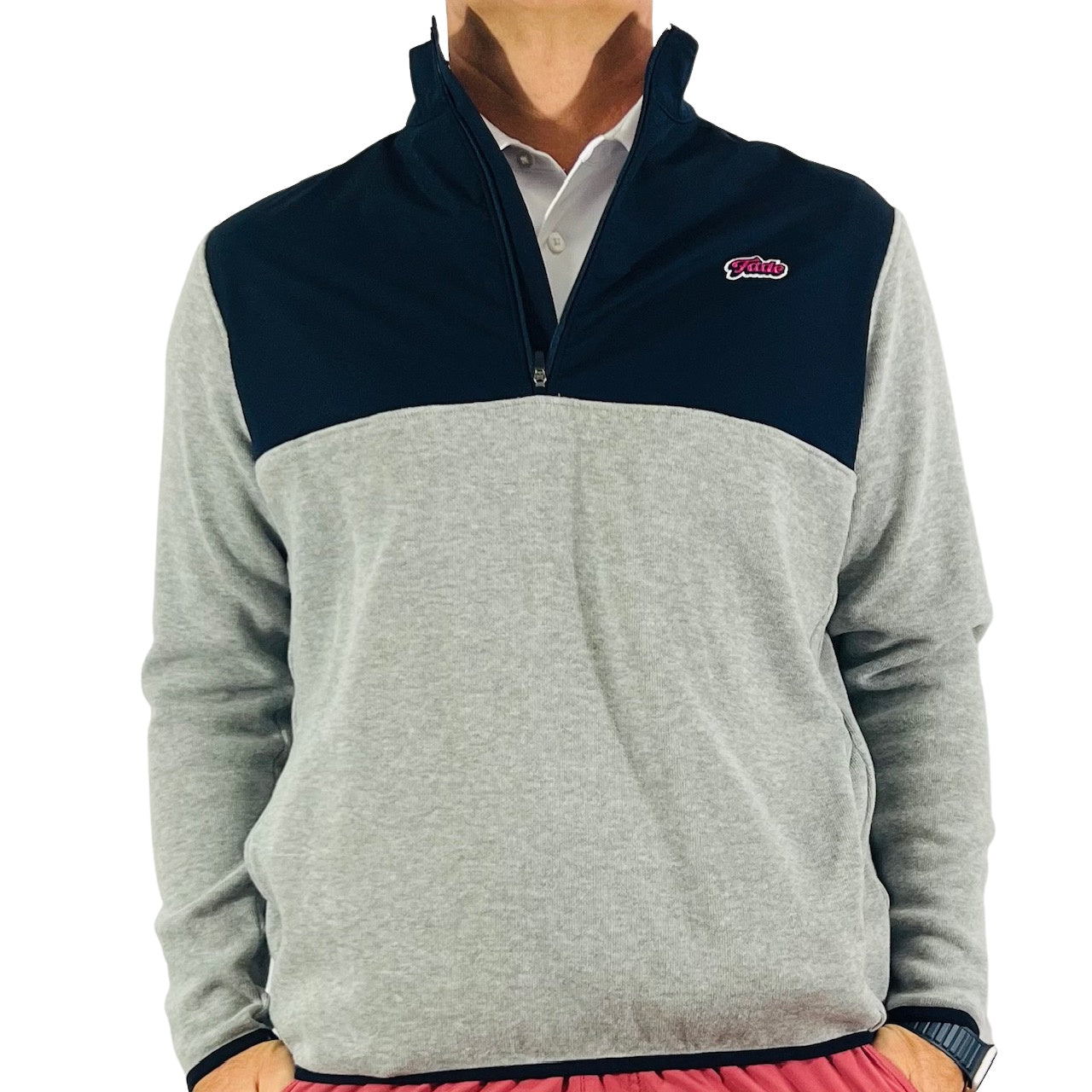 FADE-TWO DOWN HYBRID 1/4 ZIP GRY HEATHER/MIDNIGHT