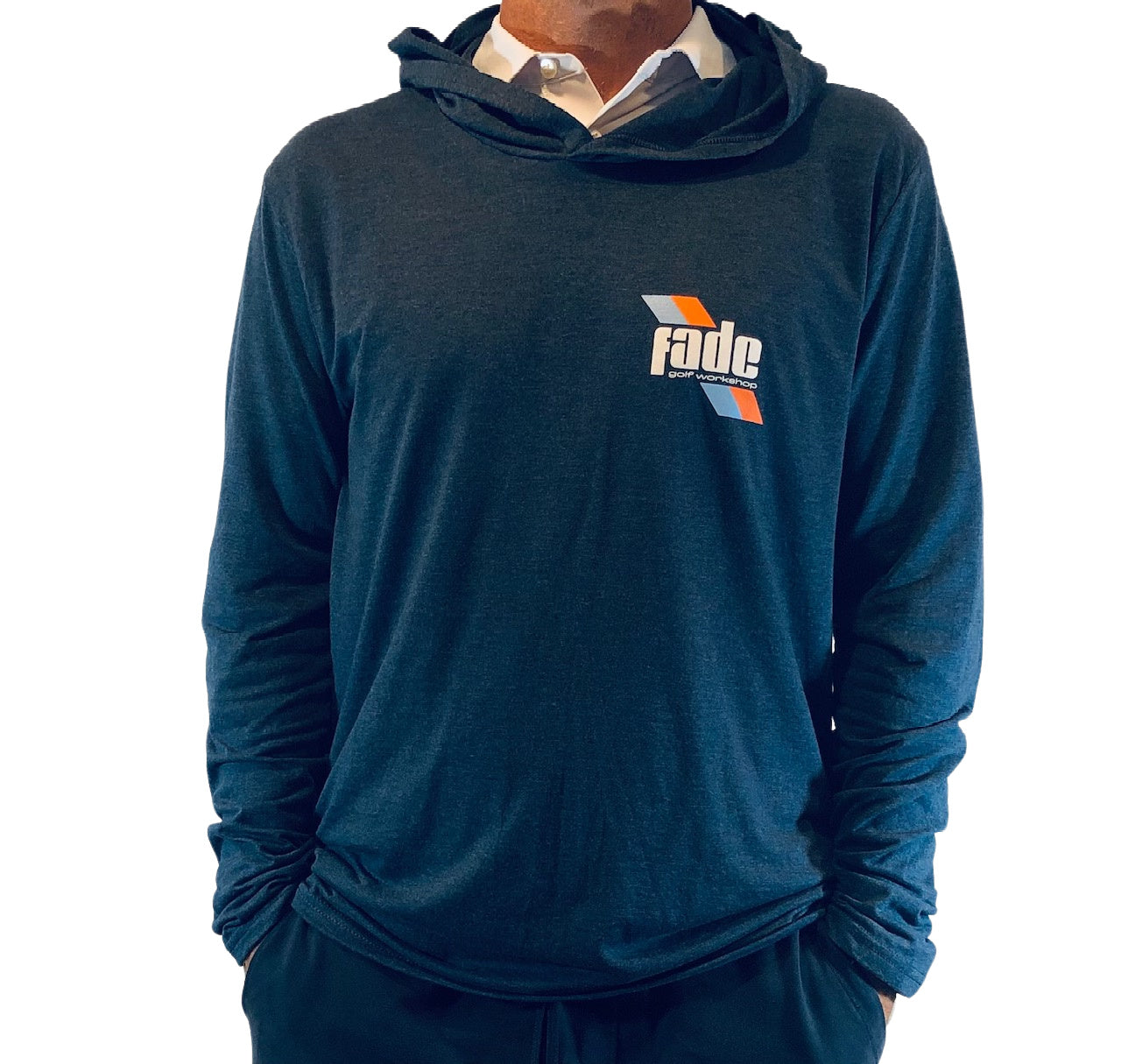 FADE RANGE TEE HOODIE-HEATHER NAVY