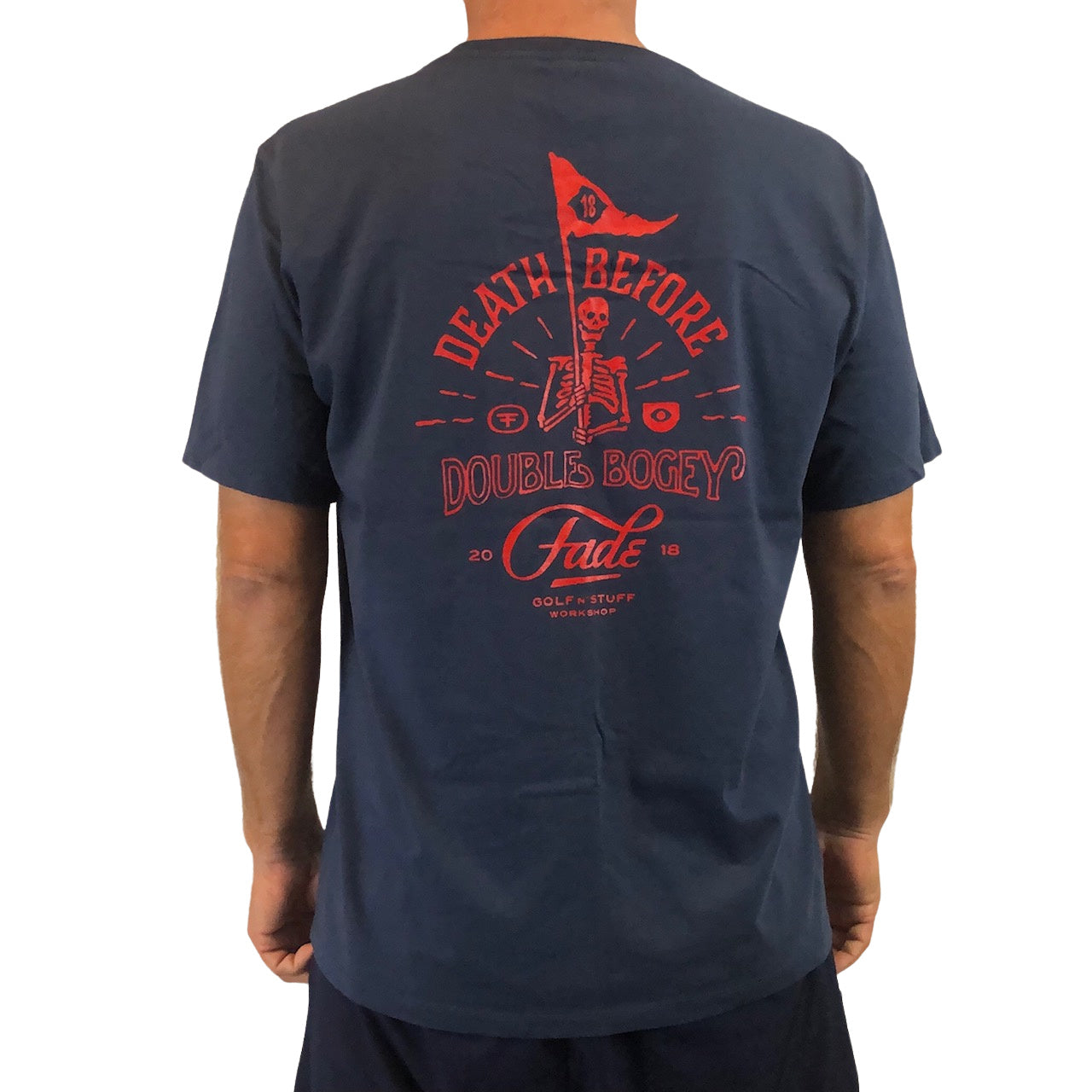 DEATH BEFORE DOUBLE BOGEY NAVY/RED SHORT SLEEVE POCKET TEE